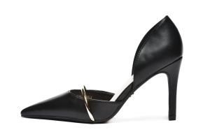 L242675BLK - ŽENSKE SALONKE SA ZLATNIM DETALJIMA I ELEGANTNOM TANKOM PETOM