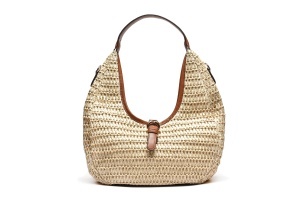 T012647BEI – Bež pletena hobo torba