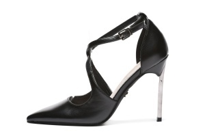 L242682BLK - ŽENSKE SALONKE SA GRACIOZNIM KAIŠEVIMA I ELEGANTNOM TANKOM PETOM