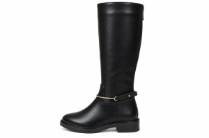 LX052617BLK-PU - ŽENSKE ČIZME RAVNE DUBOKE ELEGANTNE LINIJE