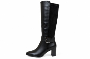 LX352636BLK - ŽENSKE DUBOKE ČIZME SA DEBELOM ŠTIKLOM I ELEGANTNOM SILUETOM