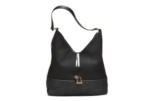 T012677BLK - Crna torba kombinovane teksture sa ukrasnim priveskom