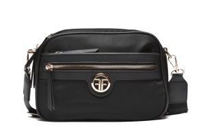 T012642BLK - Elegantna torbica sa zlatnim detaljima