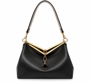 T012690BLK - Crna torba mekane forme sa zlatnim okvirom