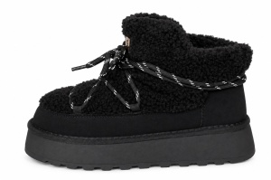 LH502658BLK - ŽENSKE UGG ČIZME SA KRZNENIM DETALJIMA I DEKORATIVNIM PERTLAMA