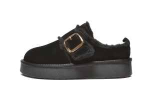 LP50A2543BLK - Ženske papuče crne od prirodne kožne