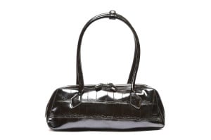 T012530BLK – Duguljasta crna torba sa drškama, kroko dezen