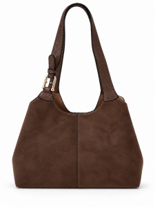 T012630COF – Coffee velur ceger torba sa metalnim ukrasom