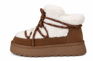 LH502658CAM - ŽENSKE UGG ČIZME SA KRZNENIM DETALJIMA I DEKORATIVNIM PERTLAMA
