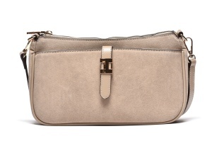 T012683TAP - Taupe elegantna torbica sa dekorativnom metalnom kopčom