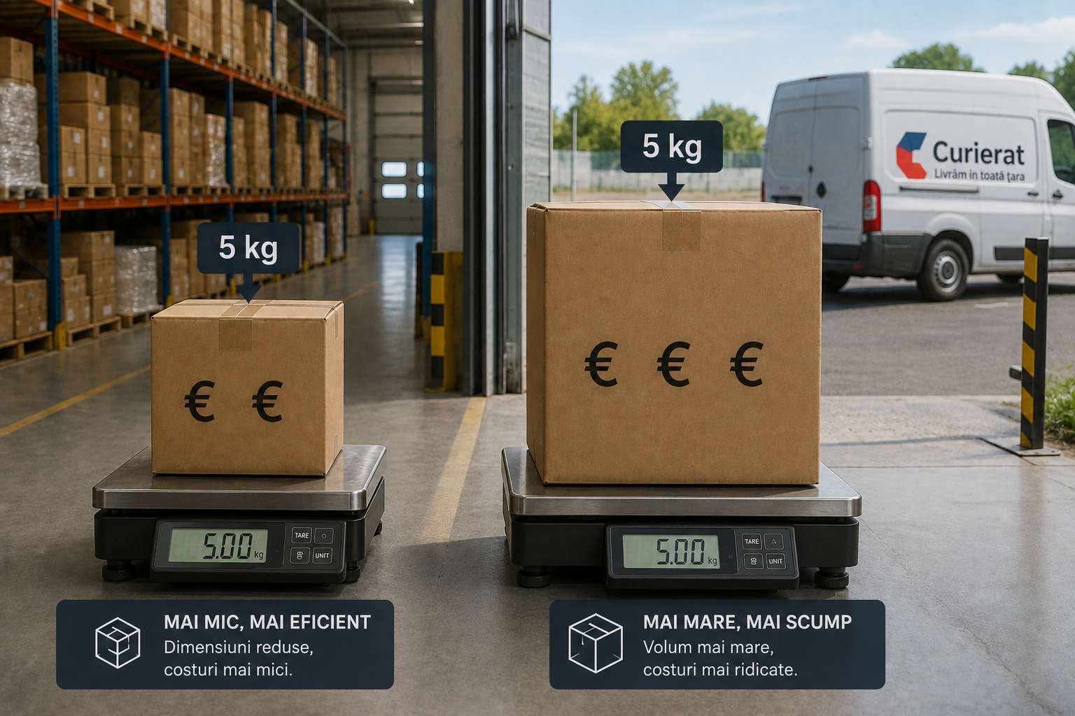 Greutatea volumetrica: de ce platesti transport pentru kilograme pe care coletul nu le are