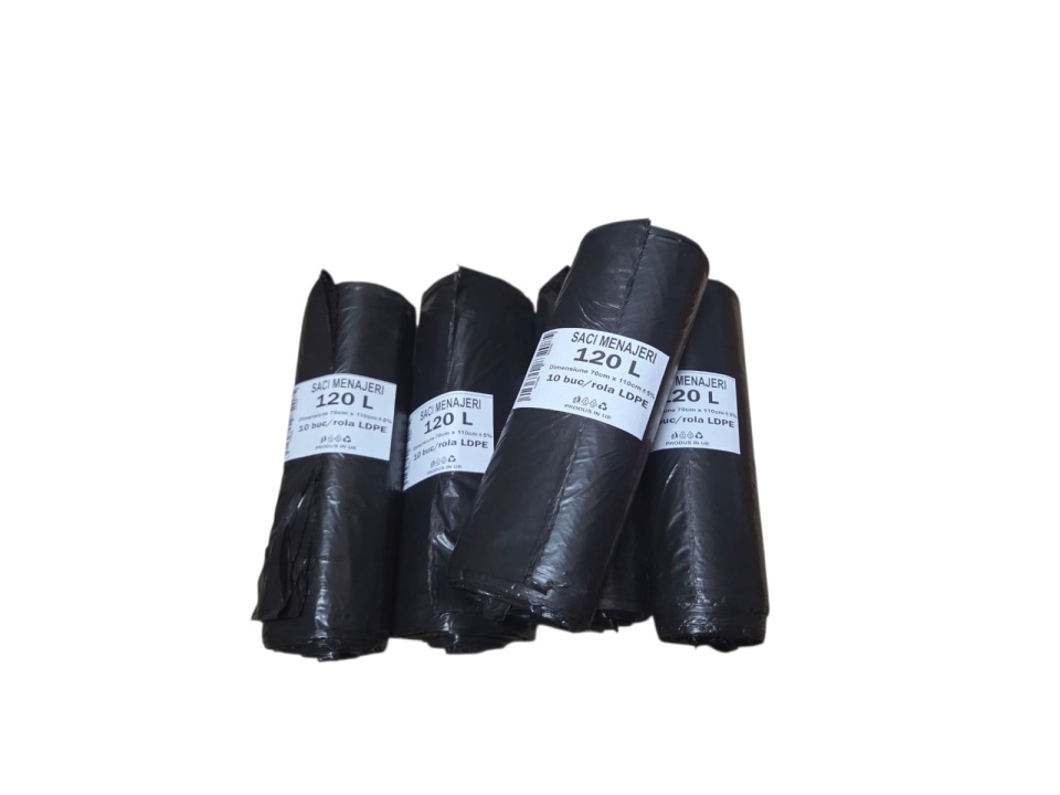 50 buc saci menajeri 120L - negri - 10 buc x 5 role