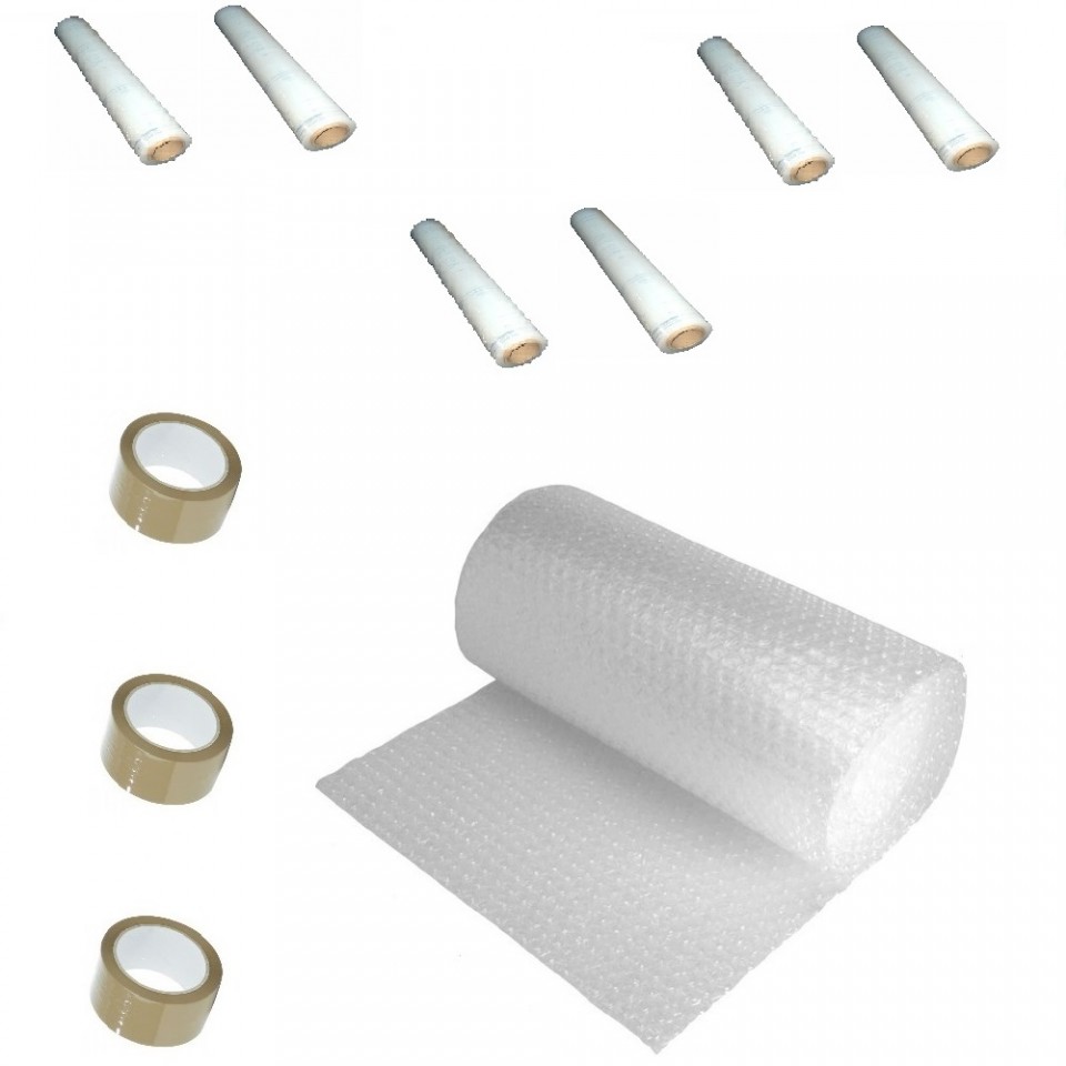 Pachet folie cu bule 60 mp + 3 role scotch + 6 Stretch, folie de 60 microni - 2 straturi - imagine 3