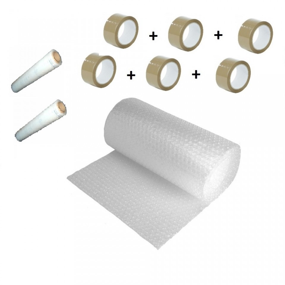 Pachet folie cu bule 100 mp + 6 role scotch + 2 Stretch , folie de 60 microni - 2 straturi - imagine 2