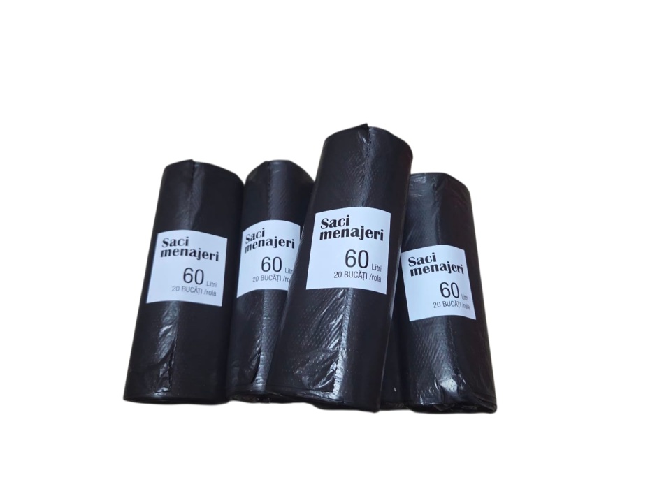 100 buc saci menajeri 60L - negri 20 buc x 5 role