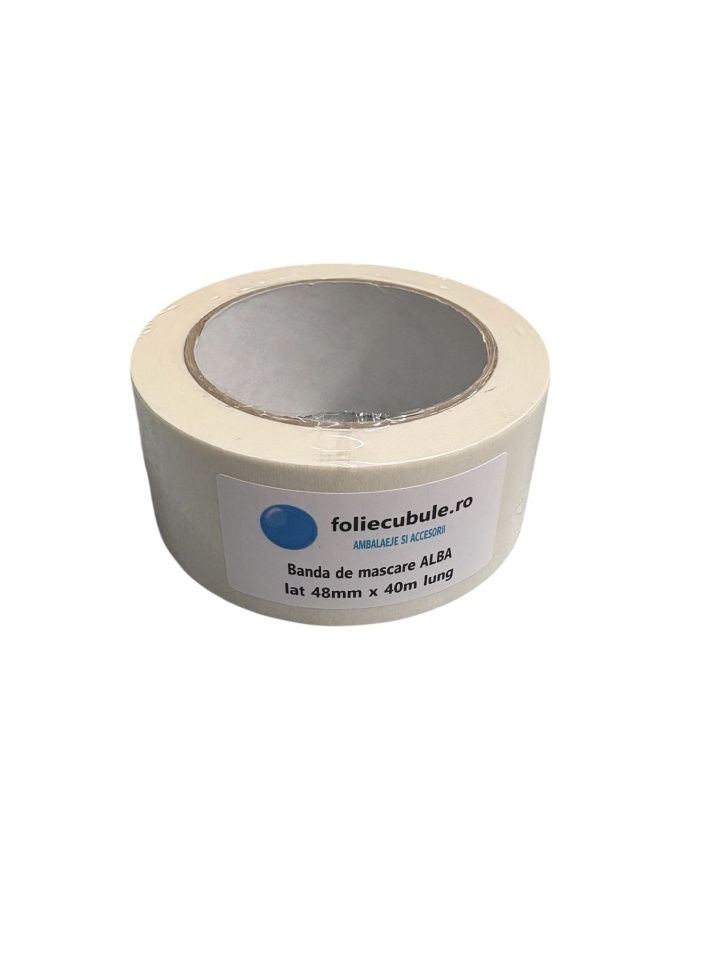 1 buc Banda mascare hartie Alba , Adeziv ECO-SOLVENT, 48mm x 40
