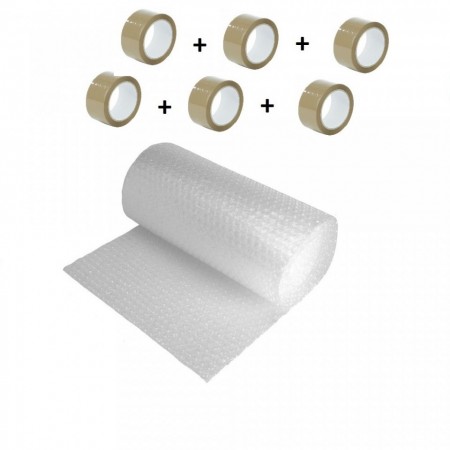 Pachet folie cu bule 60 mp + 6 role scotch , folie de 90gr/mp - 3 straturi