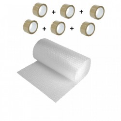 Pachet folie cu bule 60 mp + 6 role scotch , folie de 90gr/mp - 3 straturi