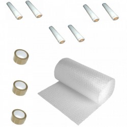 Pachet folie cu bule 60 mp + 3 role scotch + 6 Stretch, folie de 60gr/mp - 2 straturi