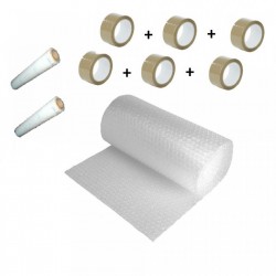 Pachet folie cu bule 100 mp + 6 role scotch + 2 Stretch , folie de 60 microni - 2 straturi