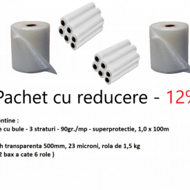 Pachet Stretch Economic contine 400 mp bule 90 microni + 12 strech transparent