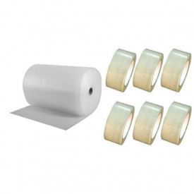 Pachet folie cu bule 100 mp + 6 role scotch , folie de 60 microni - 2 straturi