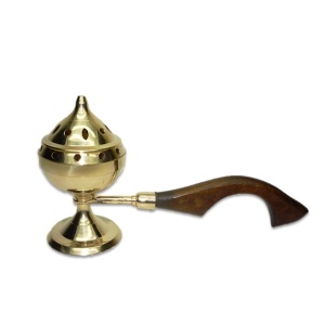 Vas din alama cu coada de lemn - Img 2