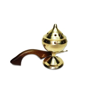 Vas din alama cu coada de lemn - Img 3