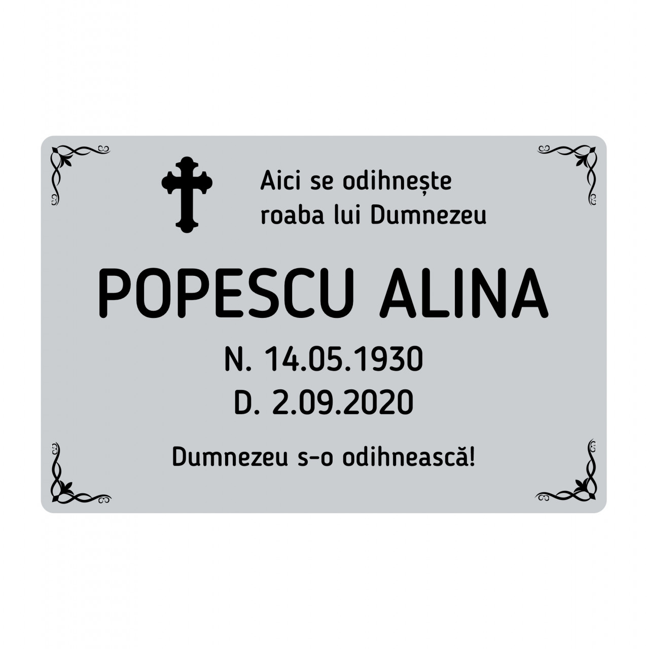 ABS188 Placa ABS Personalizata 20X30 CM (FUNERARA)