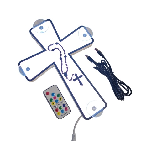 Cruce LED Parbriz, Lant Sacru și Efect Rainbow – 200+ Moduri Dinamice, 4 Ventuze, Telecomandă wireless - Img 2