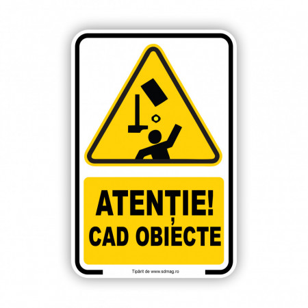 G130 Semn indicator, (atentie cad obiecte), Tabla Aluminiu, Autocolant sau PVC