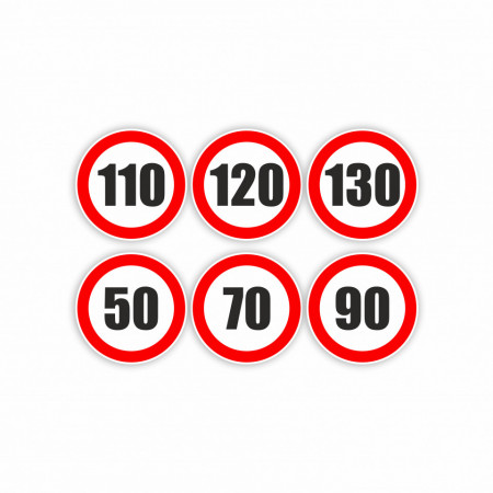 X290 Set 6 autocolante 9x9 cm limita viteza pentru transport public de persoane sau de marfuri