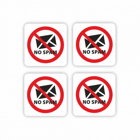 X298 Set 4 Stickere Autocolante 7x7 cm NO SPAM