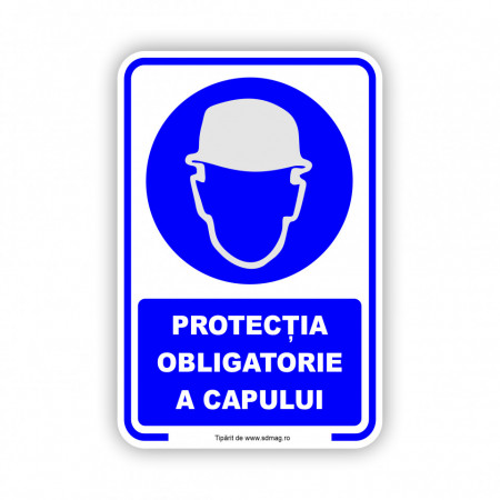 A175 Semn indicator, (protectia obligatorie a capului), Tabla Aluminiu, Autocolant sau PVC