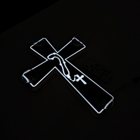 Cruce LED Parbriz, Contur, Lant Sacru și Efect Rainbow – 200+ Moduri Dinamice, 4 Ventuze, Telecomandă wireless - Img 3