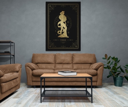 (GOLD0068) Tablou Canvas Black & Gold zodia fecioara