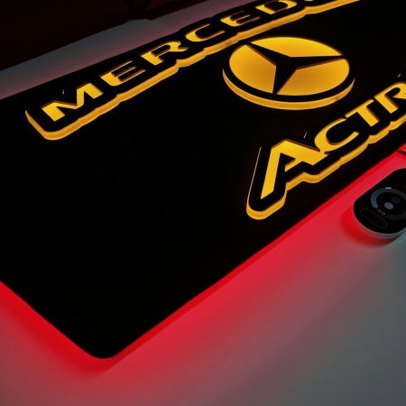 Placă Camion PREMIUM MERCEDES ACTROS Alcantara – Personalizabilă, Telecomandă Touch, Dimmer și Stabilizator de Tensiune - Img 3