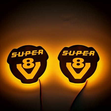 Set 2 Embleme LED Exterior SCANIA V8 SUPER – Iluminare Totală (Față + Contur), Waterproof, Fixare cu Șuruburi, Stabilizator de Tensiune, 12V-24V - Img 4