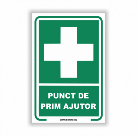 V243 Semn indicator, (punct de prim ajutor ), tabla aluminiu, Autocolant sau PVC