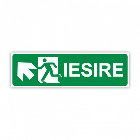 X273 Semn indicator, (iesire sageata stanga sus), Autocolant sau PVC, 30x10 cm