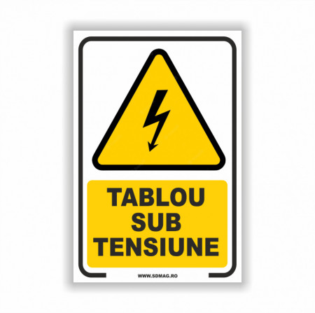 G122 Semn indicator, (tablou sub tensiune), tabla aluminiu, Autocolant sau PVC