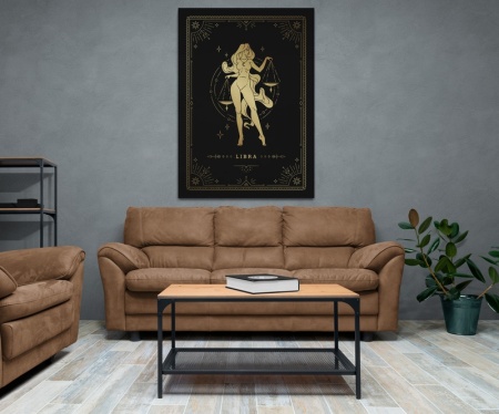 (GOLD0069) Tablou Canvas Black & Gold zodia balanta