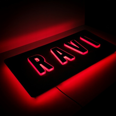Placă Camion PREMIUM Alcantara NUME, INITIALE SAU LOGO – Efect 3D, Culori Personalizabile, Stabilizator 12V-24V &amp; Telecomandă - Img 3