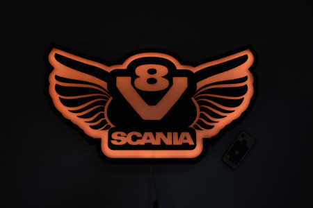 Placa luminoasa led de perete pentru interior camion 50x28 cm Scania V8 - Img 4