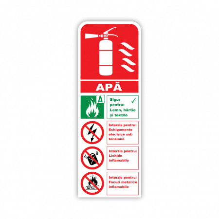 X267 Semn indicator, (indicatii instinctor apa), Autocolant sau PVC, 30x10cm