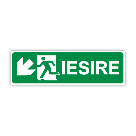 X274 Semn indicator, (iesire sageata stanga jos), Autocolant sau PVC, 30x10 cm