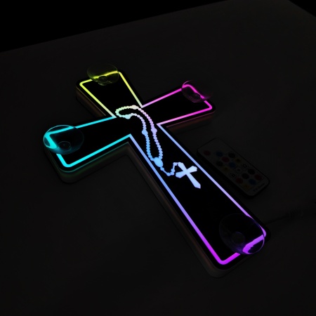 Cruce LED Parbriz, Contur, Lant Sacru și Efect Rainbow – 200+ Moduri Dinamice, 4 Ventuze, Telecomandă wireless - Img 6