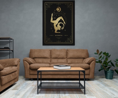 (GOLD0070) Tablou Canvas Black & Gold zodia scorpion