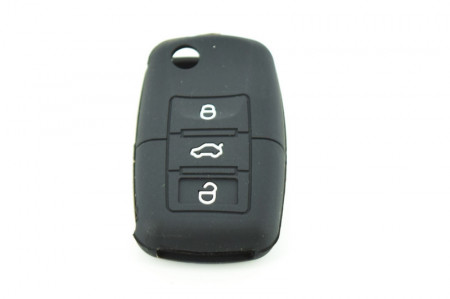 Husa cheie briceag 3 butoane silicon negru VW