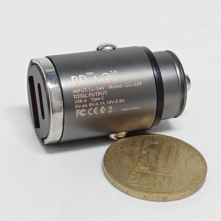 Incarcator Auto Mini 100W – Dual Port USB-C PD si USB-A QC 4.0+ - Img 2